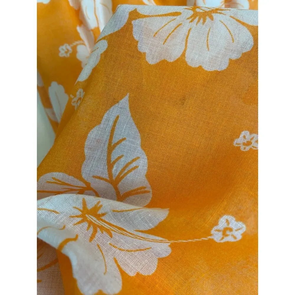 Vtg Andrade Honolulu Hawaiian maxi dress flutter sleeve hibiscus print S 60s 70s